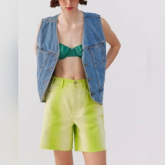 NWT BDG Longline Carpenter Denim Short — Green Wash Size 24 - Picture 2 of 13